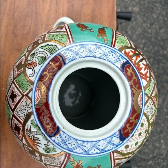 Chinese Turquoise Ground & Gilt Urn with Lid